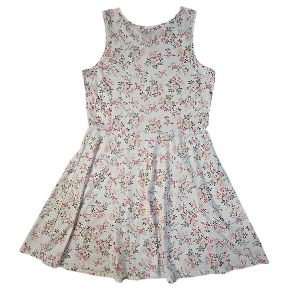 Childrens‎ Place Girls White Floral Dress XXL 16 Fit & Flare Keyhole Knee Length - Picture 2 of 7
